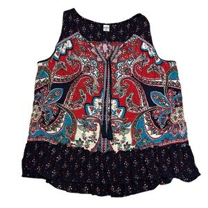 Bila Paisley Boho Ruffles Tassel Sleeveless Size XXL Womens